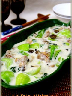 鶏肉とチンゲン菜のクリーム煮-レシピのメイン写真