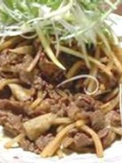 牛肉とごぼうのぴり辛炒め。-レシピのメイン写真