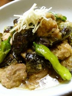 鶏肉の茄子とししとうのみぞれ煮♪-レシピのメイン写真