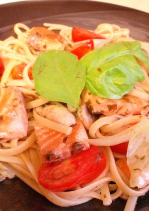 フレッシュバジルとサーモンのパスタ☆-レシピのメイン写真