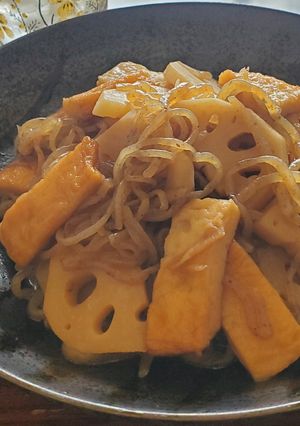 だし香る☆れんこんと丸天の炒め煮-レシピのメイン写真