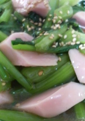 小松菜と魚肉ソーセージのオイスター炒め-レシピのメイン写真