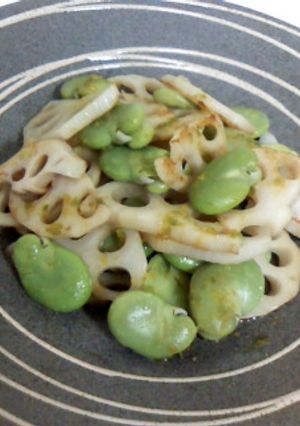 蓮根とそら豆のバター炒め☆柚子ポン掛け-レシピのメイン写真