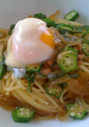 ヘルシーおいしい★オクラ納豆すぱげてぃ-レシピのメイン写真