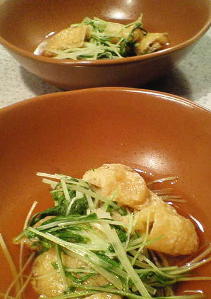 簡単☆水菜と油揚げのさっと煮-レシピのメイン写真