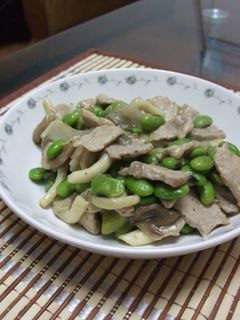 豚肉、ヒラタケ&枝豆の中華炒め-レシピのメイン写真
