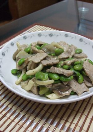 豚肉、ヒラタケ＆枝豆の中華炒め-レシピのメイン写真