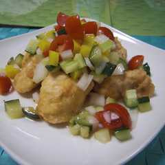 รูปของ ♪彩り野菜と鶏のささみ揚げ♪