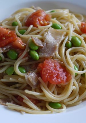 めんつゆｄｅベーコントマトスパゲッティ♪-レシピのメイン写真