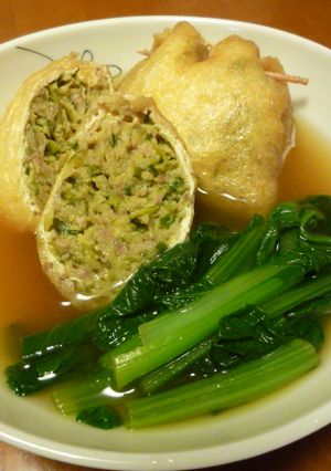 和風仕立てで♪ギョーザのあぶらあげ煮-レシピのメイン写真