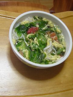 トマトレタス卵スープメン飯-レシピのメイン写真