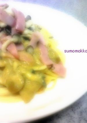 *+残りカレーで豆乳クリームパスタ+*-レシピのメイン写真