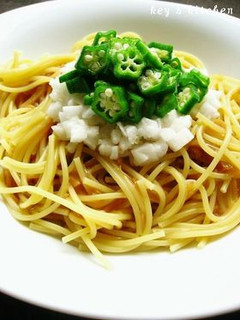 なめたけとオクラと長芋のパスタ-レシピのメイン写真