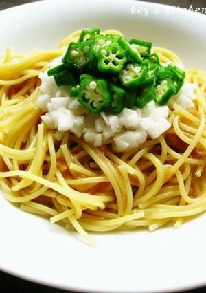 なめたけとオクラと長芋のパスタ-レシピのメイン写真