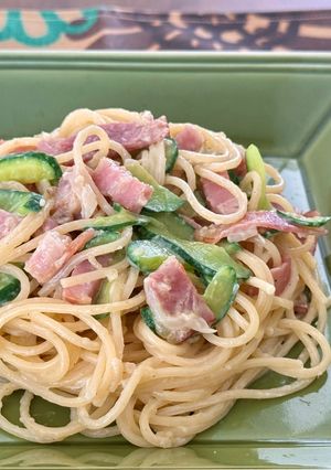 キュウリとベーコンのクリームパスタ-レシピのメイン写真