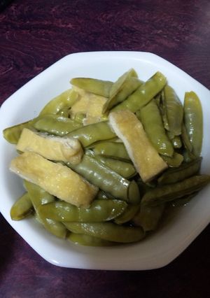 きぬさやと油揚げの煮物-レシピのメイン写真