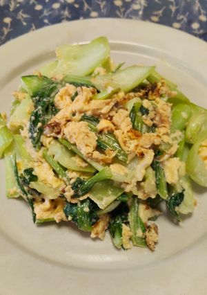 ふわふわ卵と青梗菜の中華マヨ炒め-レシピのメイン写真