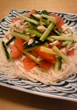 むし鶏と夏野菜のさっぱりそ～めん-レシピのメイン写真