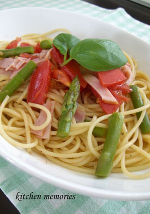 加熱１分♡トマトとアスパラのECOパスタ-レシピのメイン写真