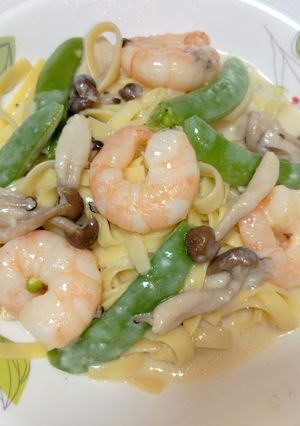 海老スナップエンドウレモンクリームパスタ-レシピのメイン写真