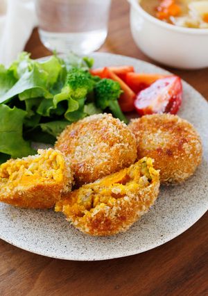 【かぼちゃのカレーコロッケ】揚げ焼きで手軽に☆-レシピのメイン写真