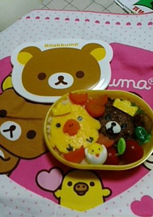 リラックマ＆きいろいとり　弁当-レシピのメイン写真
