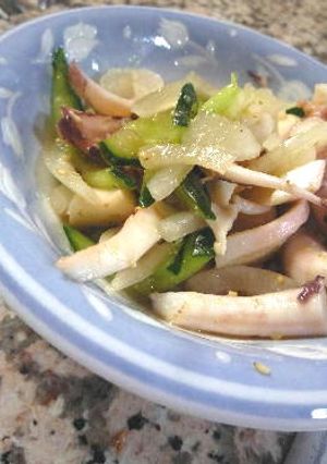 煮イカとキュウリと新玉ねぎの胡麻酢和え-レシピのメイン写真