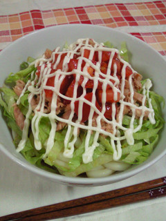 *ひんやりツルっと♪マヨでサラダうどん*-レシピのメイン写真