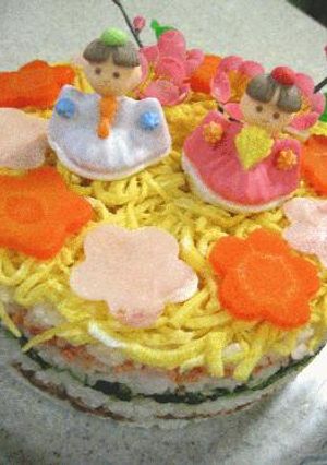 ひな祭りのケーキ風押し寿司-レシピのメイン写真