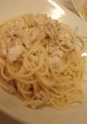 鶏ひき肉と新たまねぎのクリームパスタ-レシピのメイン写真