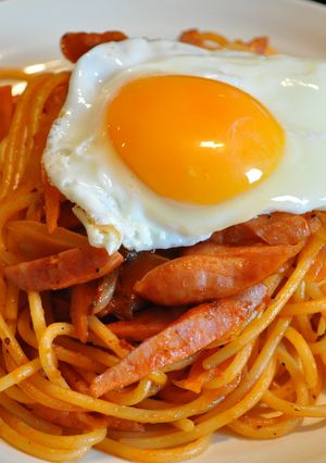 半熟卵をからめて美味！懐かし味ナポリタン-レシピのメイン写真