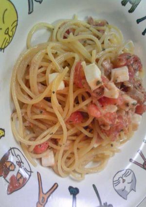 トマトとモッツァレラの冷製パスタ♪-レシピのメイン写真