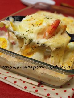 海老♡ゆでたまごのクリームグラタン♪-レシピのメイン写真