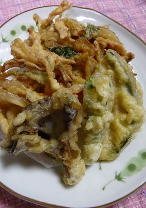 エビ入りかき揚げと野菜の天ぷら盛り合わせ-レシピのメイン写真