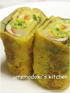 彩り豊か♪カニカマとネギの卵焼き-レシピのメイン写真