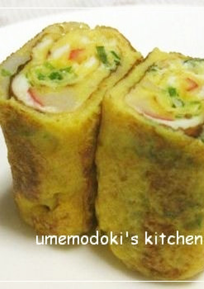 彩り豊か♪カニカマとネギの卵焼き-レシピのメイン写真