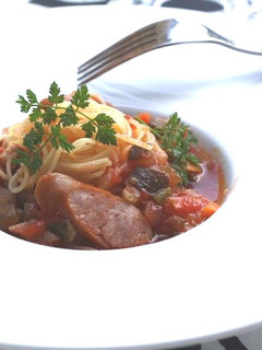 レンジでエコ!簡単トマトパスタ-レシピのメイン写真