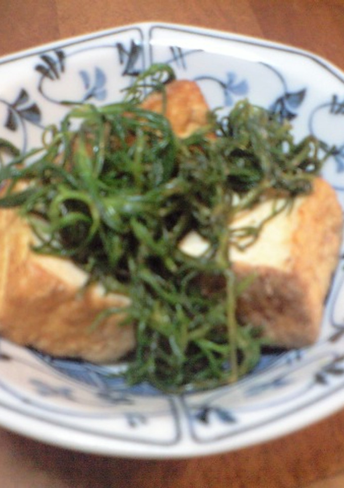 おかひじきと厚揚げのつゆマヨ炒め-レシピのメイン写真