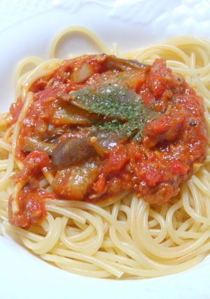 ナスとツナのトマトソースパスタ-レシピのメイン写真