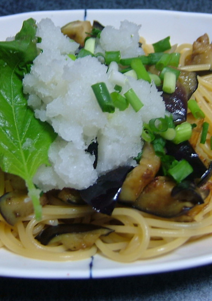 茄子と小ねぎの和風パスタ〜大葉のっけ〜-レシピのメイン写真