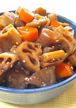 レンコン♪人参♪コンニャク♪の甘辛煮物♡-レシピのメイン写真