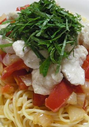 ささみとフレッシュトマトの冷製パスタ-レシピのメイン写真