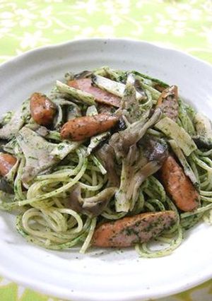 ワンボウルで*きのこ青海苔パスタ-レシピのメイン写真