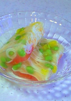 涼しげ～なそうめんと夏野菜のコンソメ寒天-レシピのメイン写真