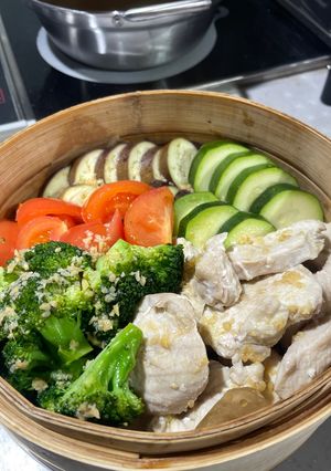 レモンオリーブ醤油ダレの夏野菜せいろ蒸し-レシピのメイン写真