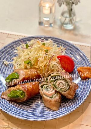 豚ばら肉の大葉巻き 辛味噌添え-レシピのメイン写真