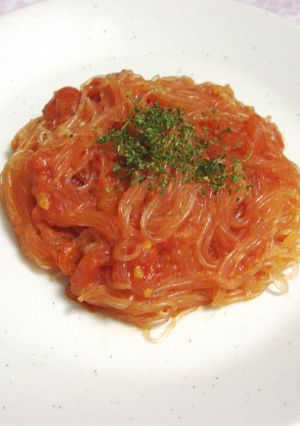春雨で☆ミルクトマトのパスタ風-レシピのメイン写真