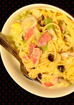 キャベツとベーコンのクリームスープパスタ-レシピのメイン写真
