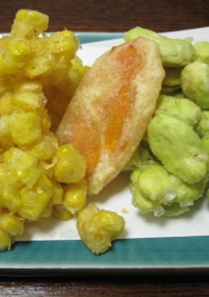 イチオシ★そら豆とトウモロコシの天ぷら-レシピのメイン写真