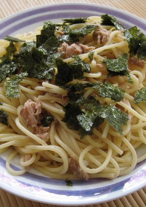 ツナと海苔の和風ガーリックパスタ-レシピのメイン写真